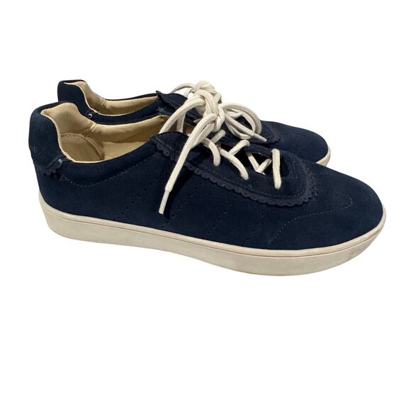 Spenco Camden Blue Suede Shoes Scalloped Trim Women Sneaker Size 9D - Picture 1 of 8